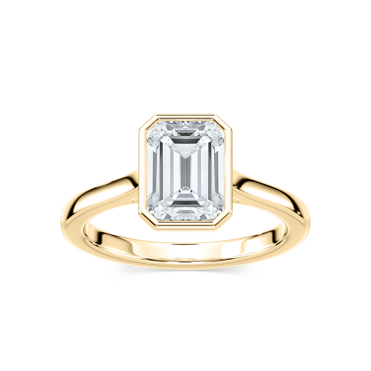 Elsa Emerald Lab Grown Diamond Bezel Set Floating Solitaire Engagement Ring