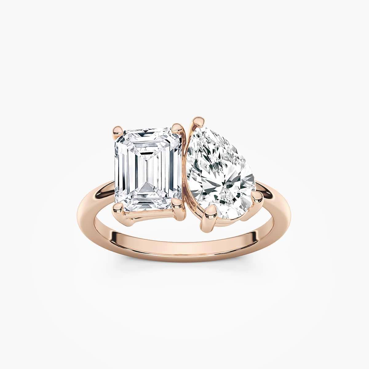 Fleur 2 ½ ctw Emerald and Pear Lab Grown Diamond Toi et Moi Two Stone Engagement Ring