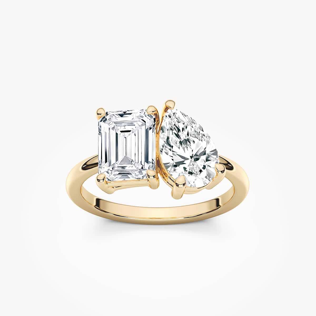 Fleur 2 ½ ctw Emerald and Pear Lab Grown Diamond Toi et Moi Two Stone Engagement Ring