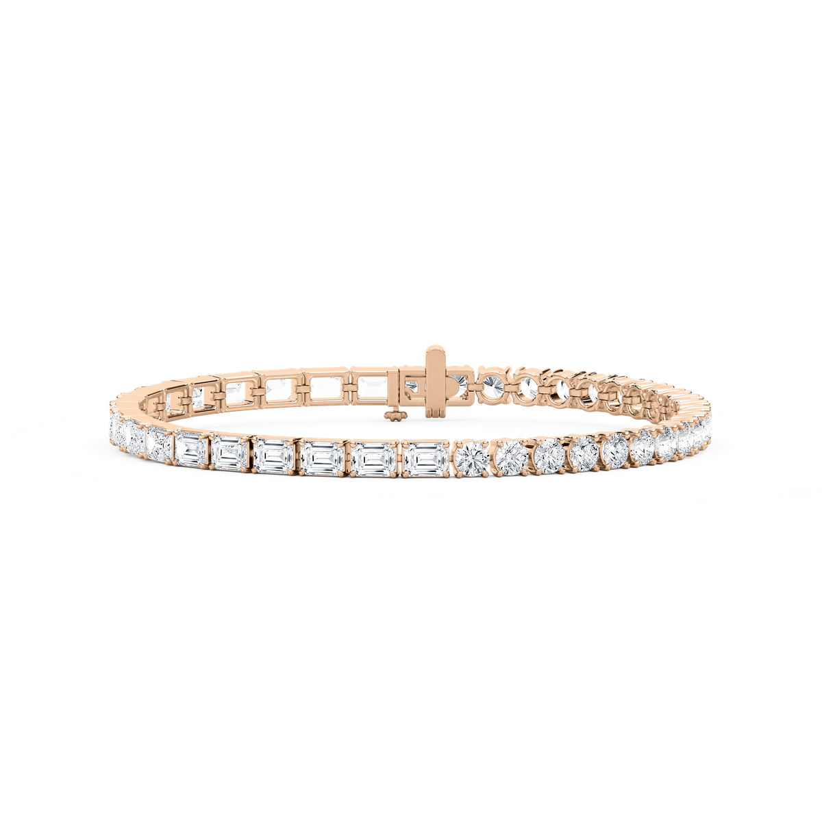 9 ¹⁄₃ ctw Emerald and Round Lab Grown Diamond Tennis Bracelet - 7 Inches