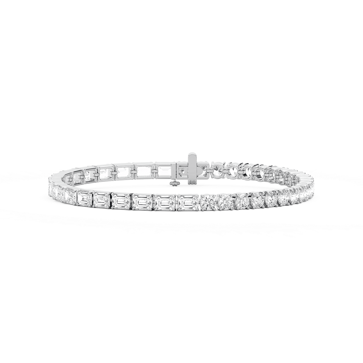 9 ¹⁄₃ ctw Emerald and Round Lab Grown Diamond Tennis Bracelet - 7 Inches