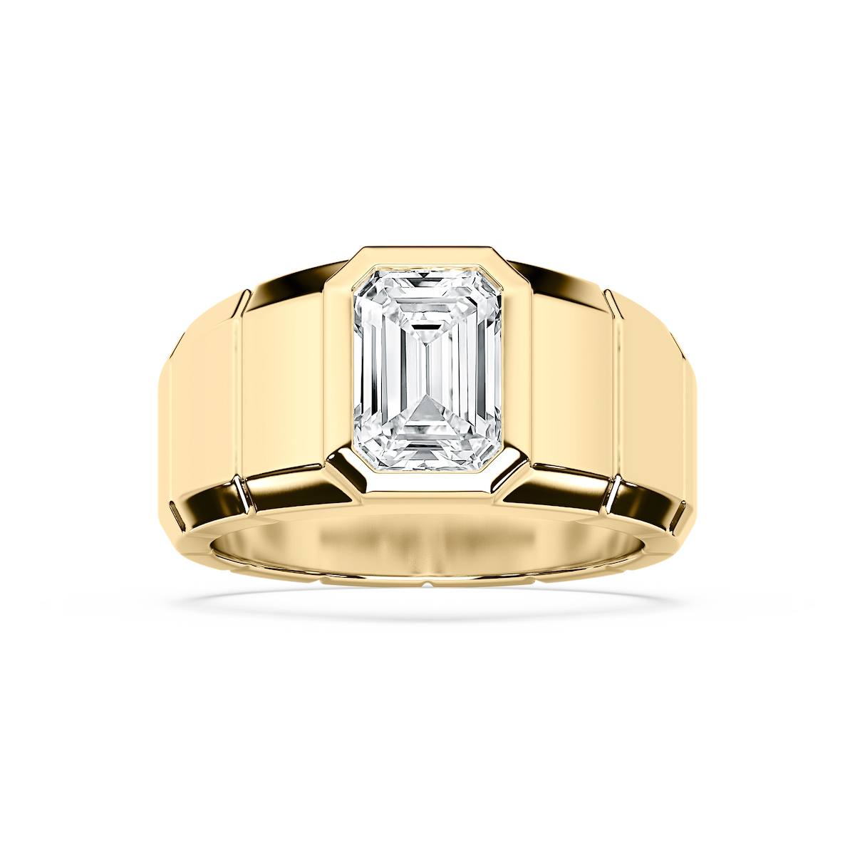 Matthew 3 ct Emerald Lab Grown Diamond 6.50mm Bezel Mens Wedding Band