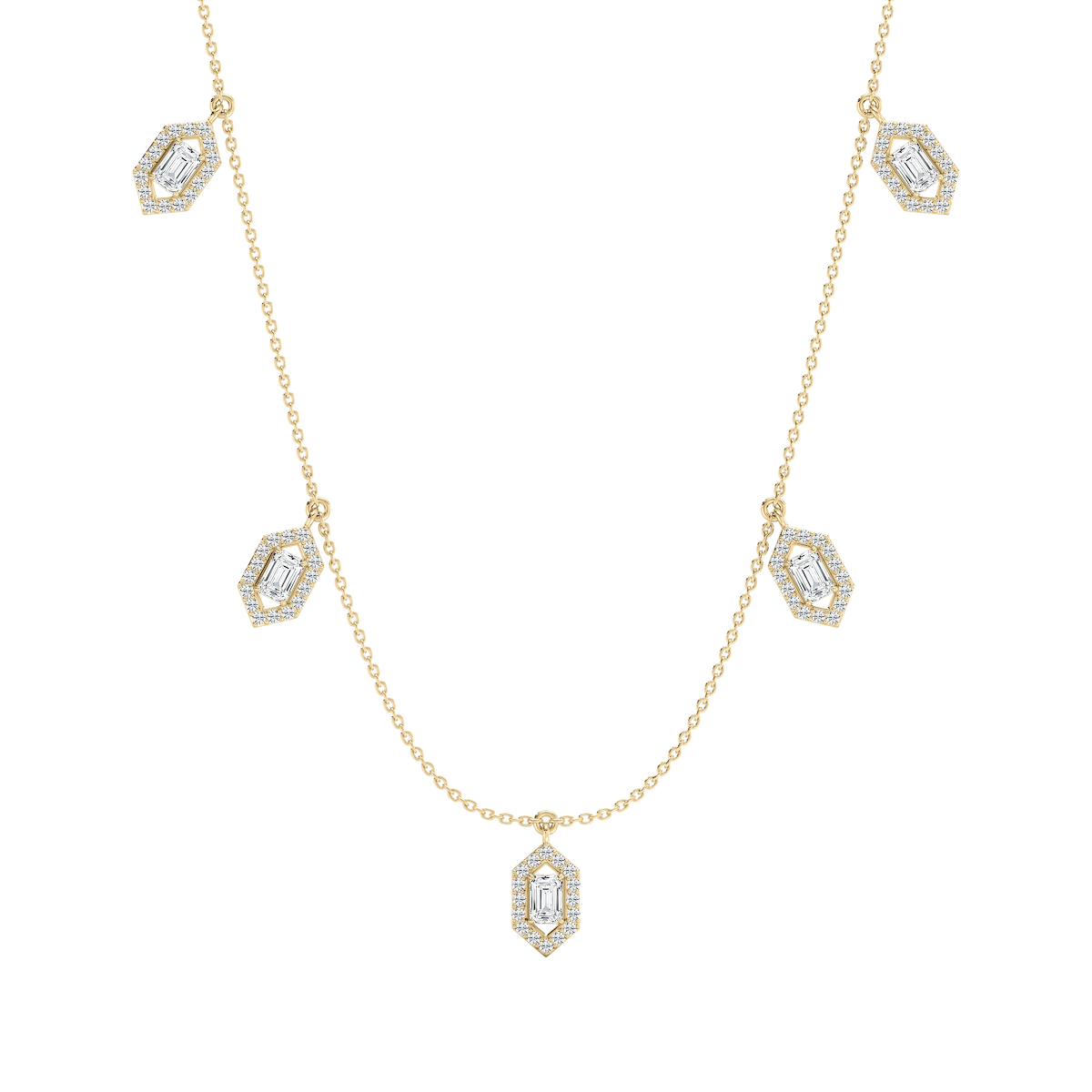 2 ⅓ ctw Emerald Lab Grown Diamond Halo Station Necklace - 18 Inches