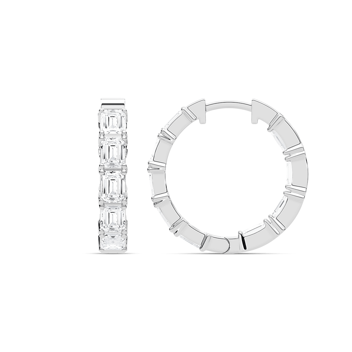 4 ¹⁄₂ ctw Emerald Lab Grown Diamond Inside Out Hoop Earrings