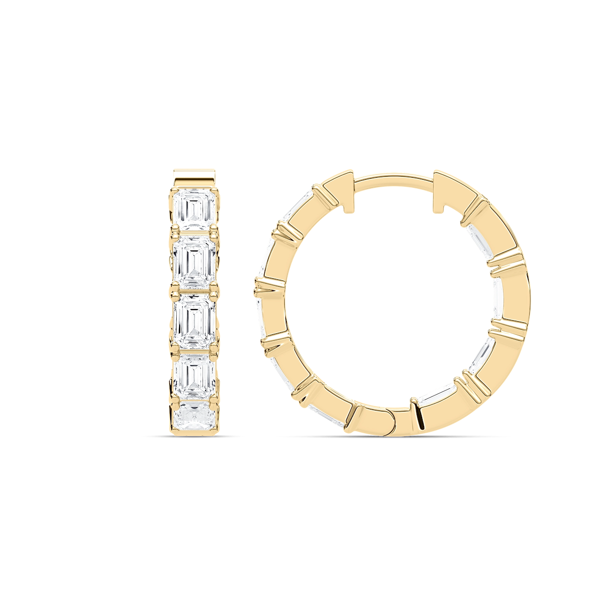 4 ¹⁄₂ ctw Emerald Lab Grown Diamond Inside Out Hoop Earrings