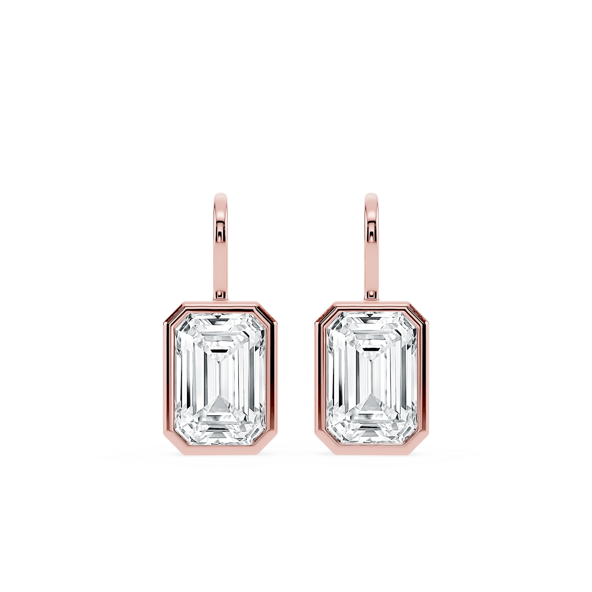 Emerald Lab Grown Diamond Bezel Drop Earrings