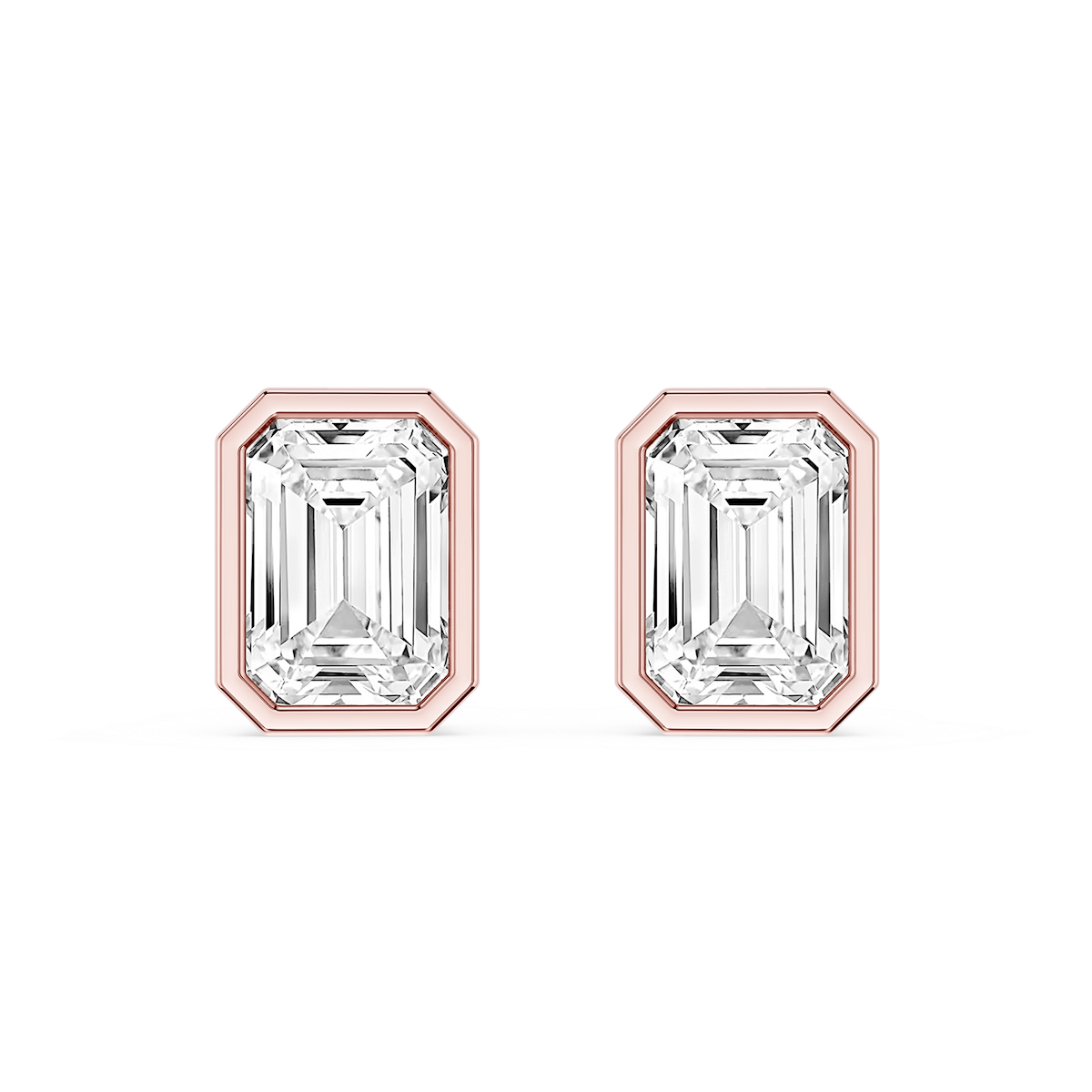 Emerald Lab Grown Diamond Bezel Set Certified Stud Earrings