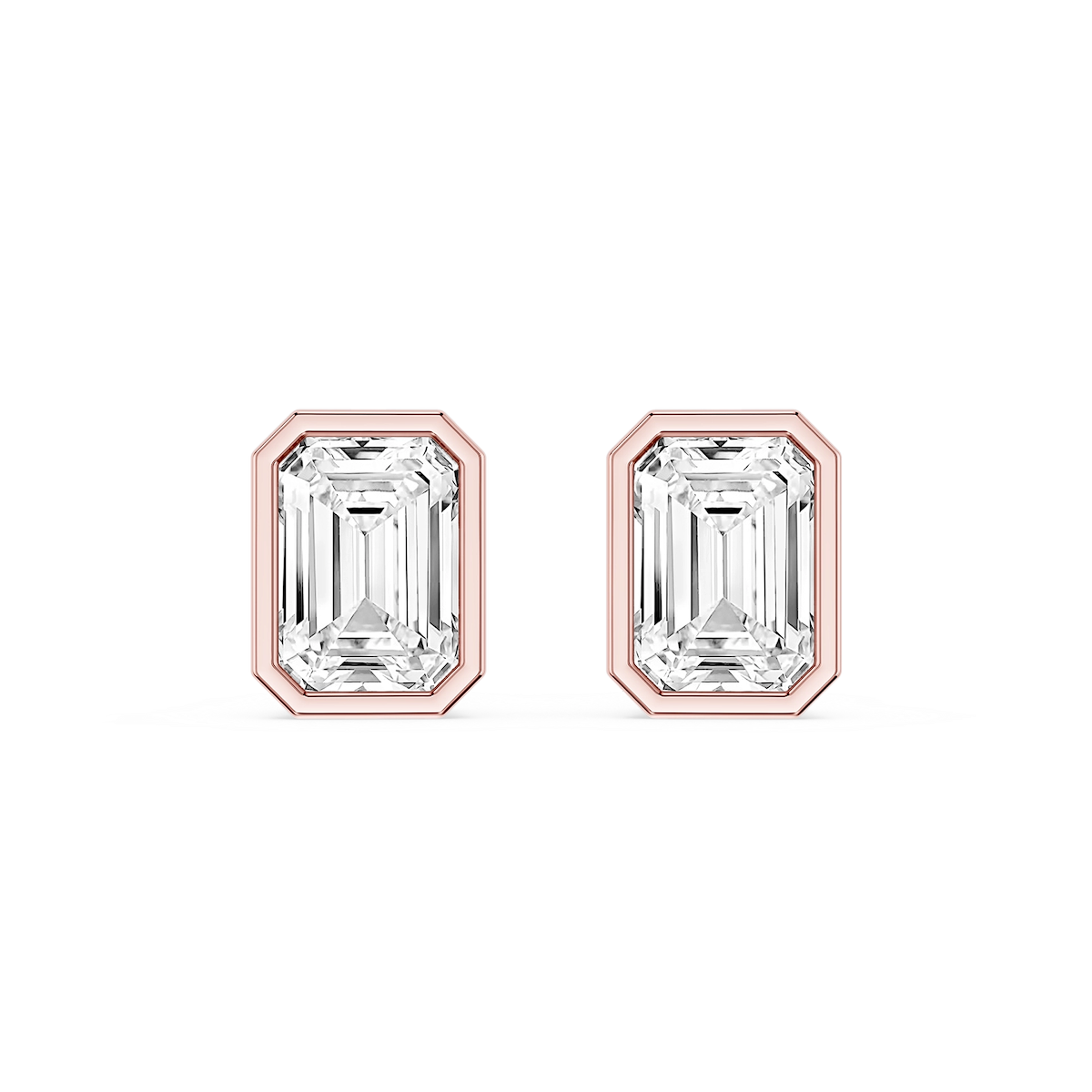 Emerald Lab Grown Diamond Bezel Set Certified Stud Earrings