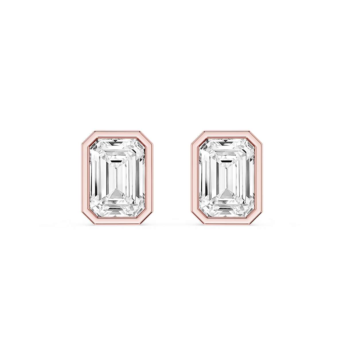 Emerald Lab Grown Diamond Bezel Set Certified Stud Earrings