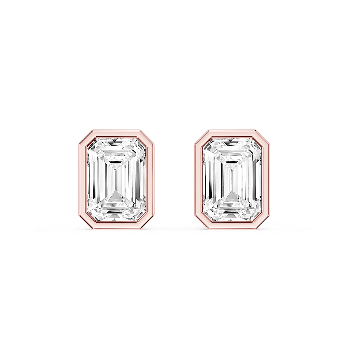 Emerald Lab Grown Diamond Bezel Set Certified Stud Earrings