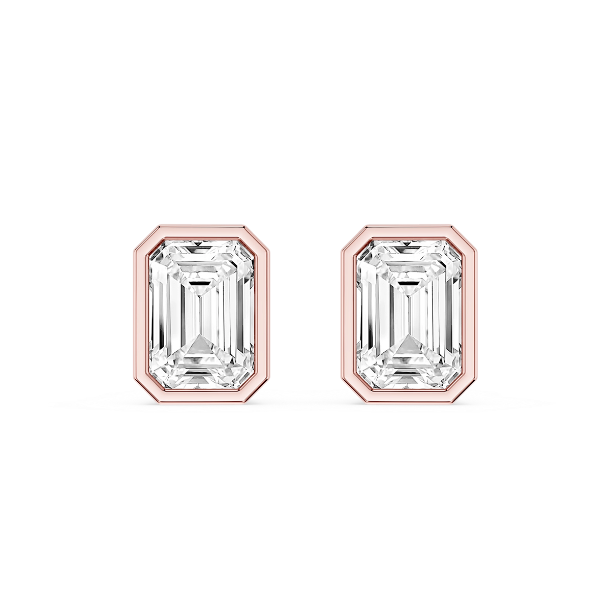 Emerald Lab Grown Diamond Bezel Set Certified Stud Earrings