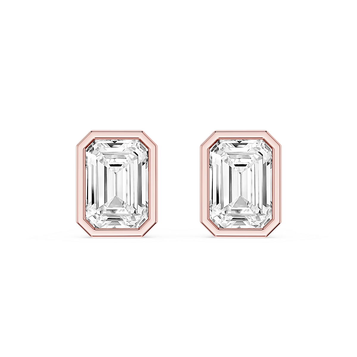 Emerald Lab Grown Diamond Bezel Set Certified Stud Earrings