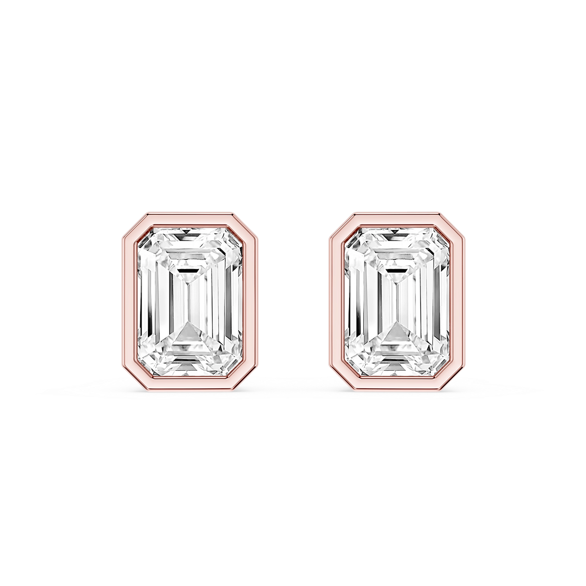 Emerald Lab Grown Diamond Bezel Set Certified Stud Earrings