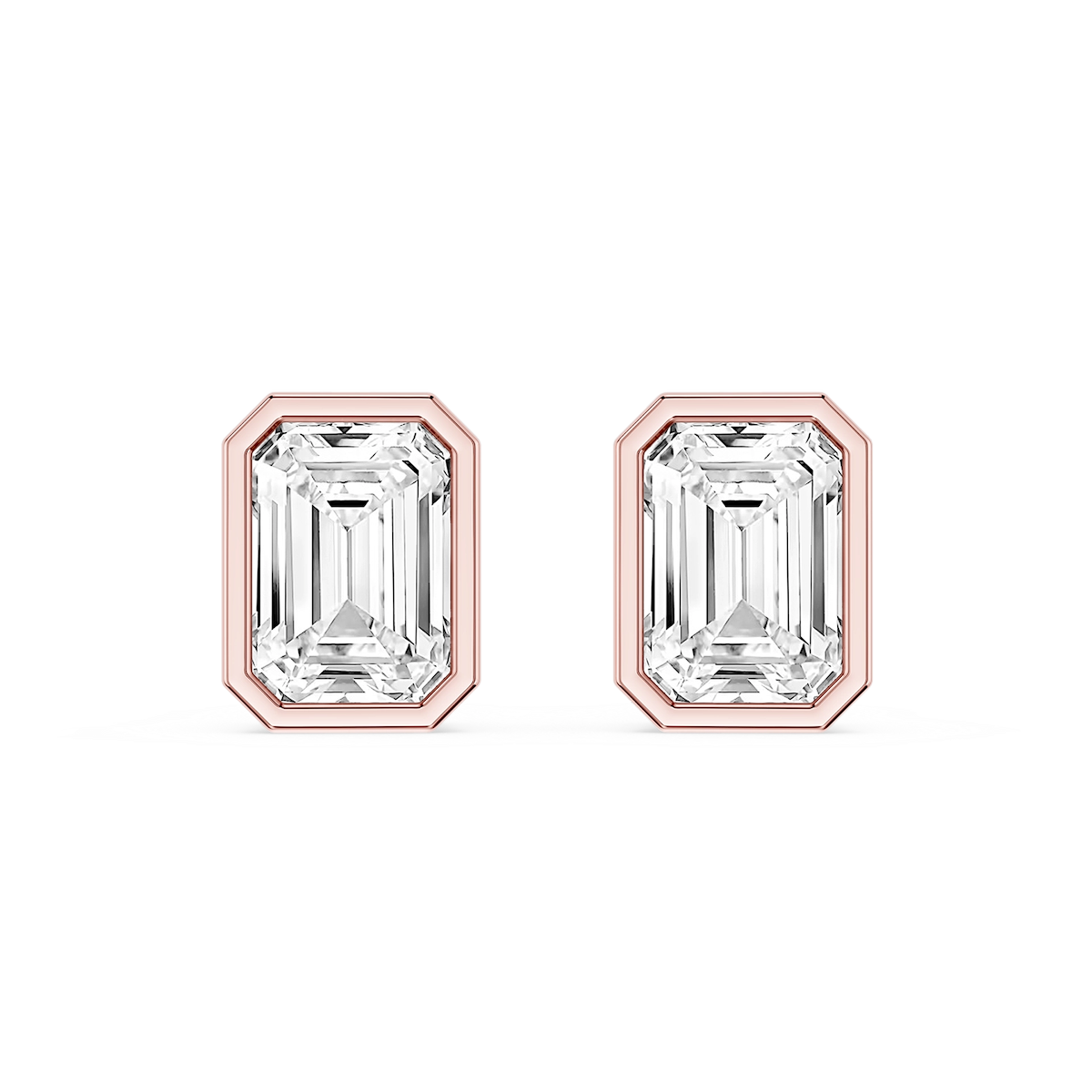 Emerald Lab Grown Diamond Bezel Set Certified Stud Earrings