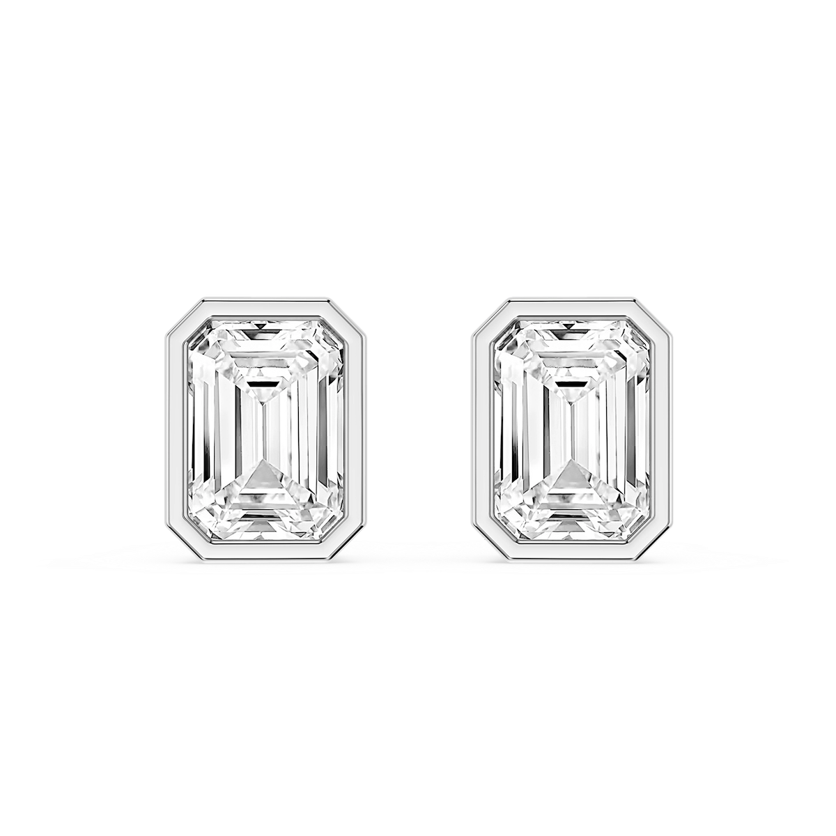 Emerald Lab Grown Diamond Bezel Set Certified Stud Earrings