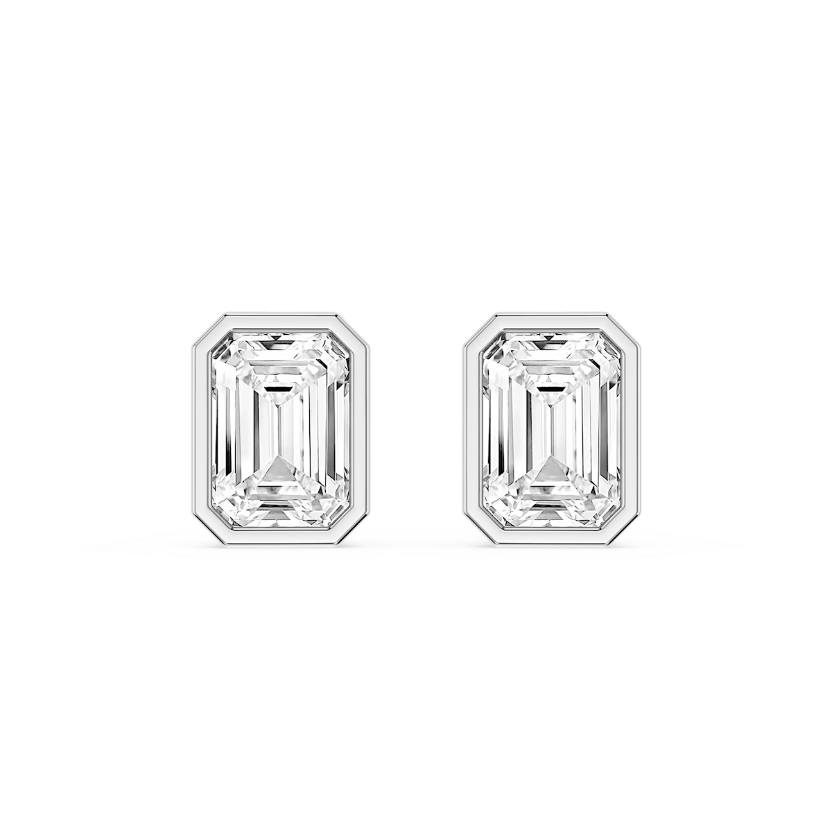 Emerald Lab Grown Diamond Bezel Set Certified Stud Earrings