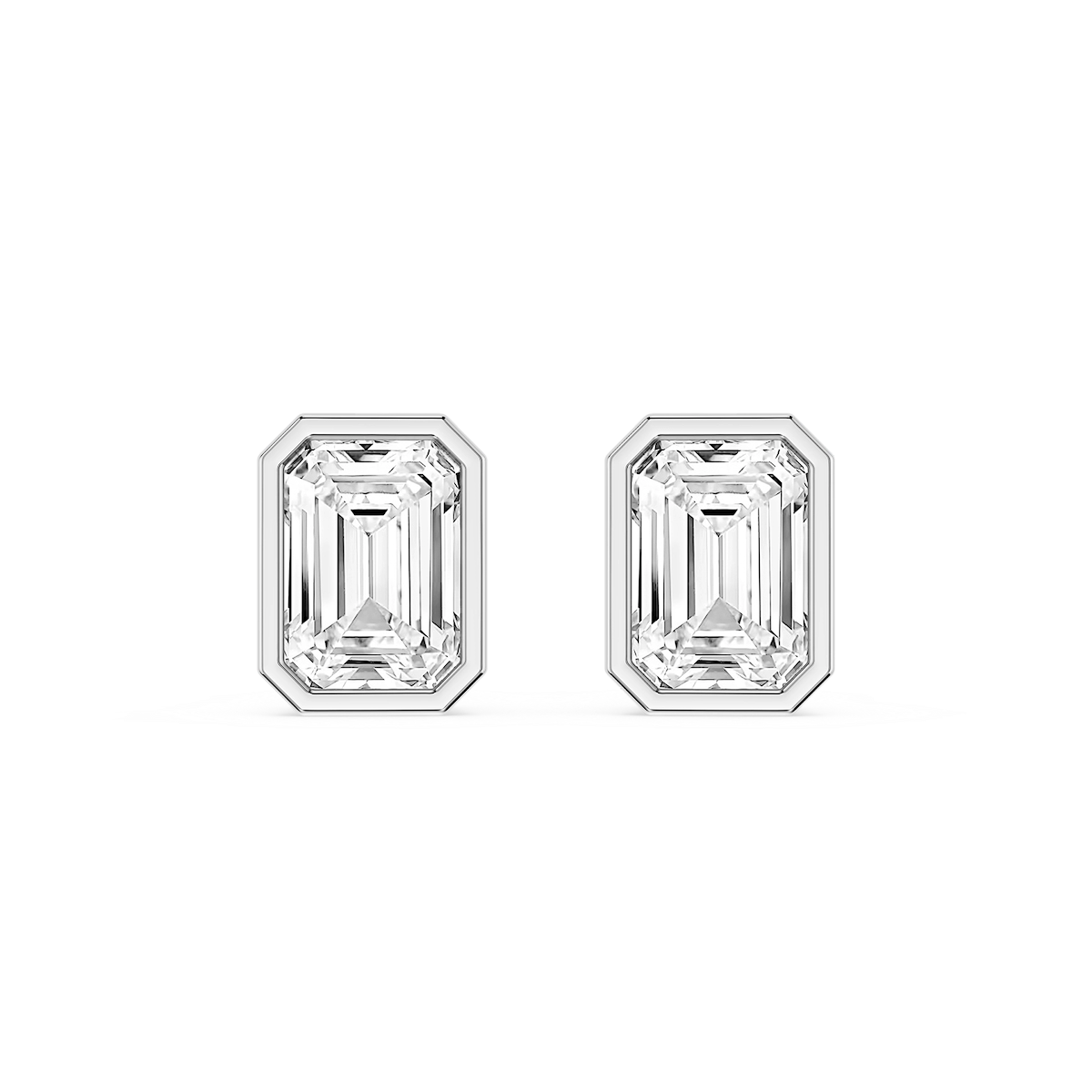 Emerald Lab Grown Diamond Bezel Set Certified Stud Earrings