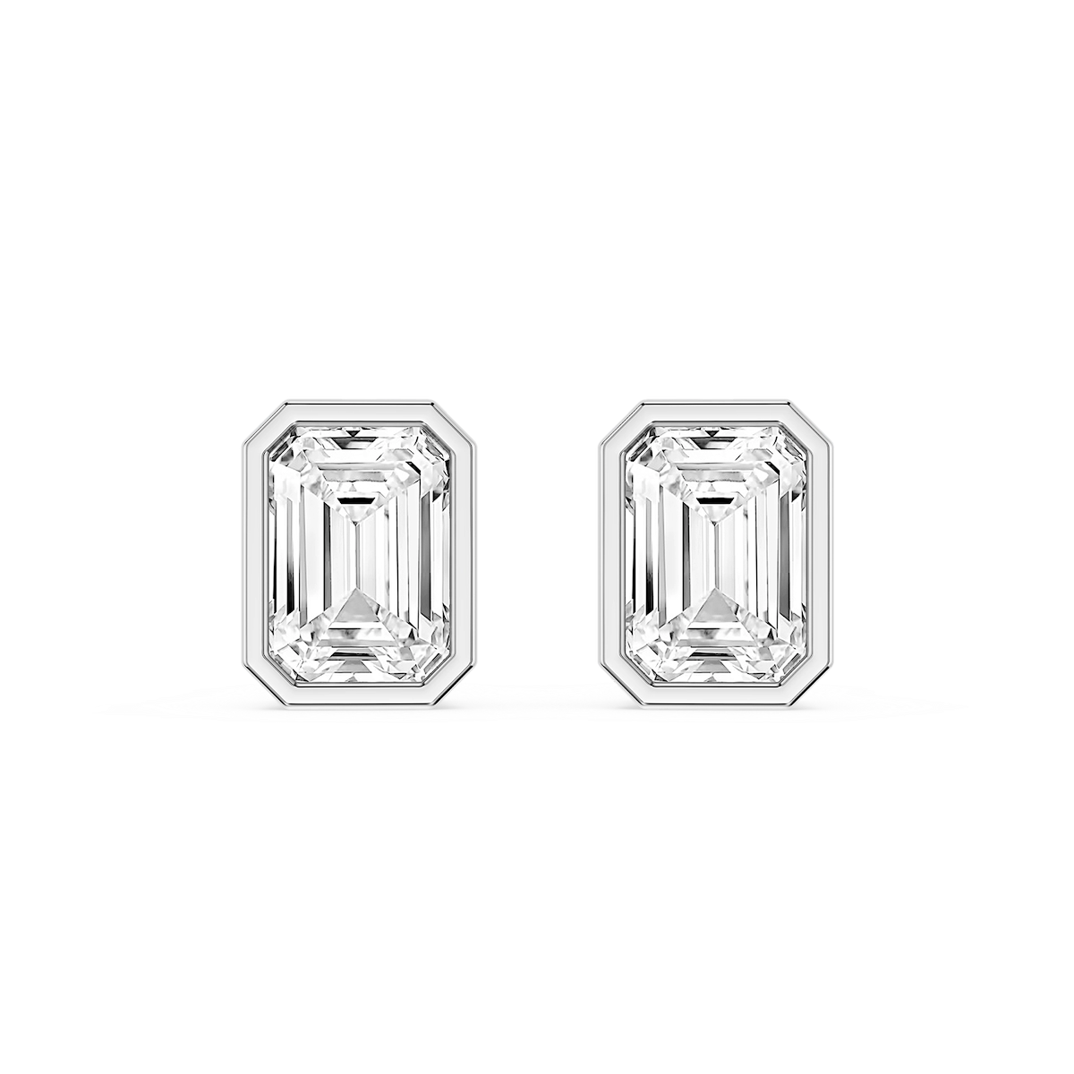 Emerald Lab Grown Diamond Bezel Set Certified Stud Earrings