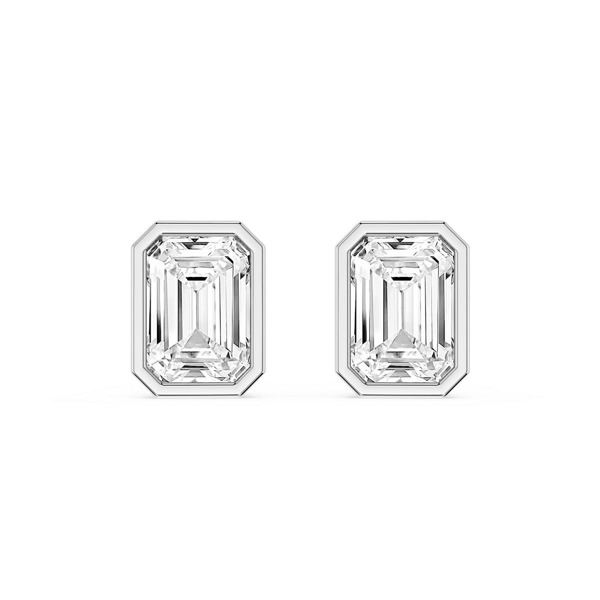 Emerald Lab Grown Diamond Bezel Set Certified Stud Earrings