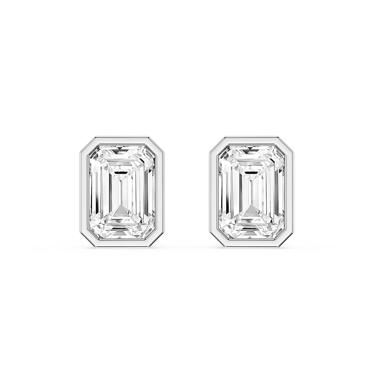Emerald Lab Grown Diamond Bezel Set Certified Stud Earrings