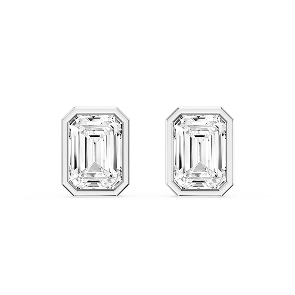 Emerald Lab Grown Diamond Bezel Set Certified Stud Earrings