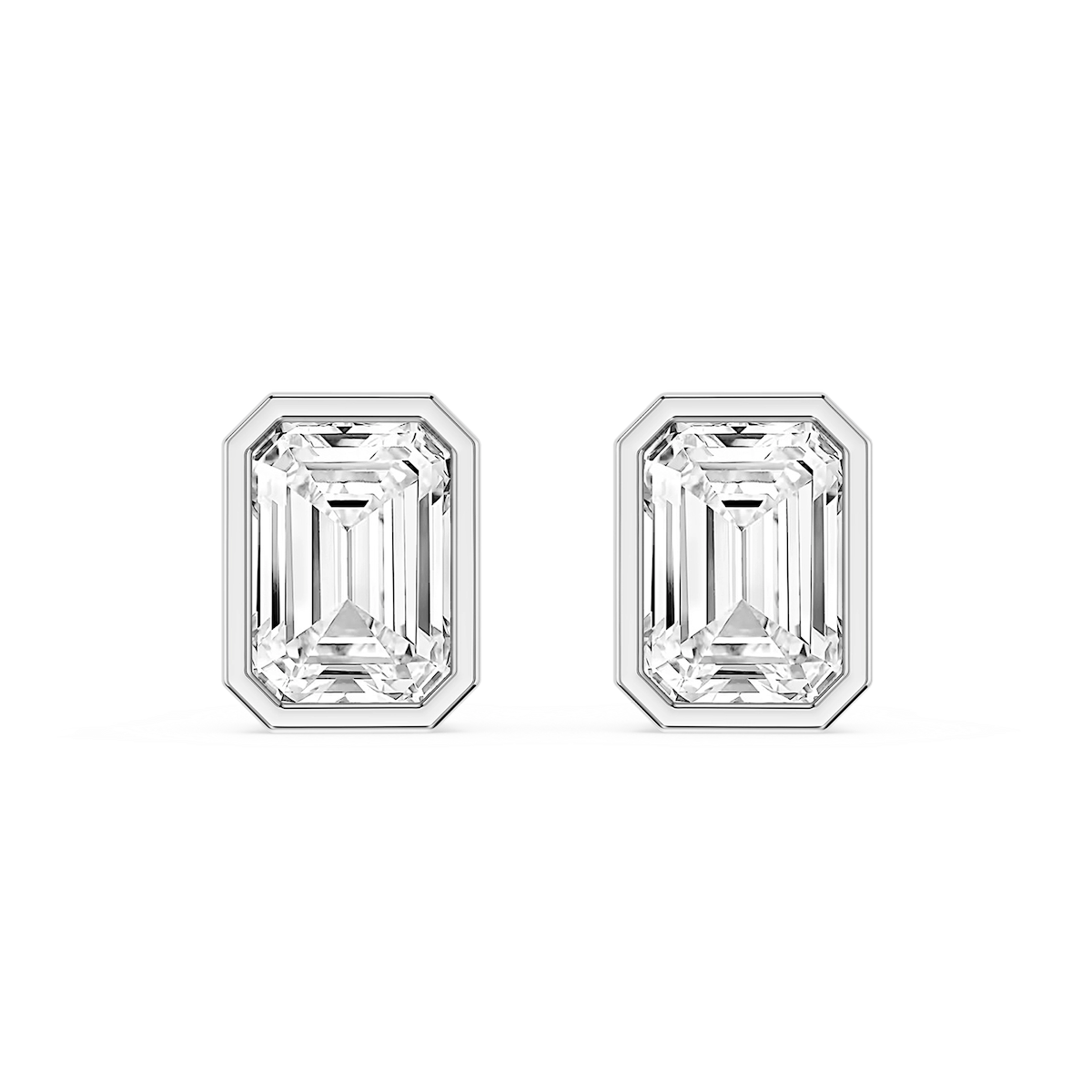 Emerald Lab Grown Diamond Bezel Set Certified Stud Earrings