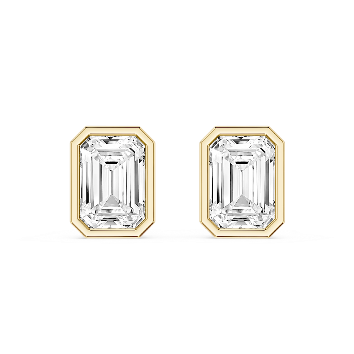 Emerald Lab Grown Diamond Bezel Set Certified Stud Earrings