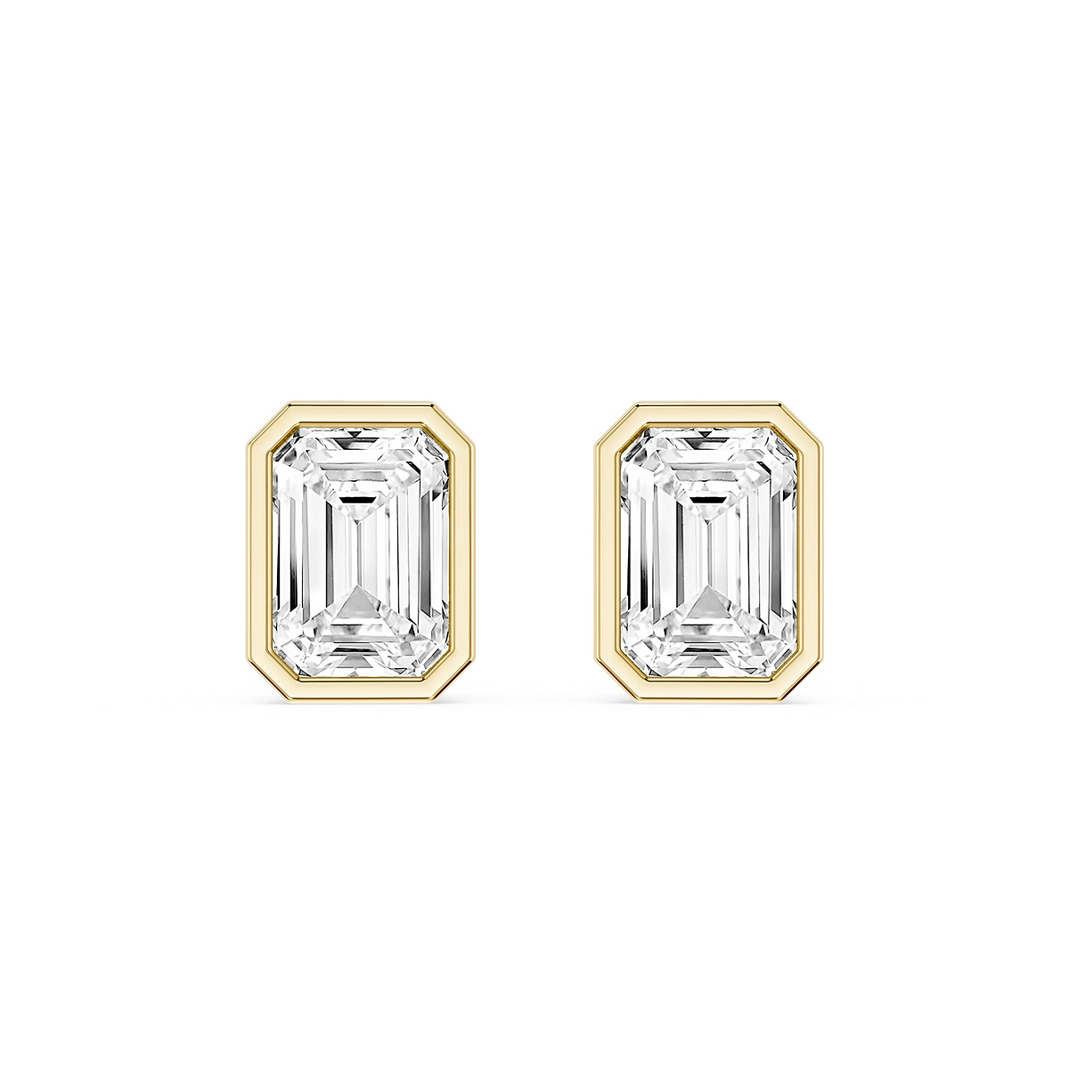 Emerald Lab Grown Diamond Bezel Set Certified Stud Earrings