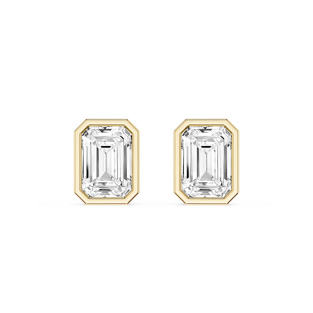 Emerald Lab Grown Diamond Bezel Set Certified Stud Earrings