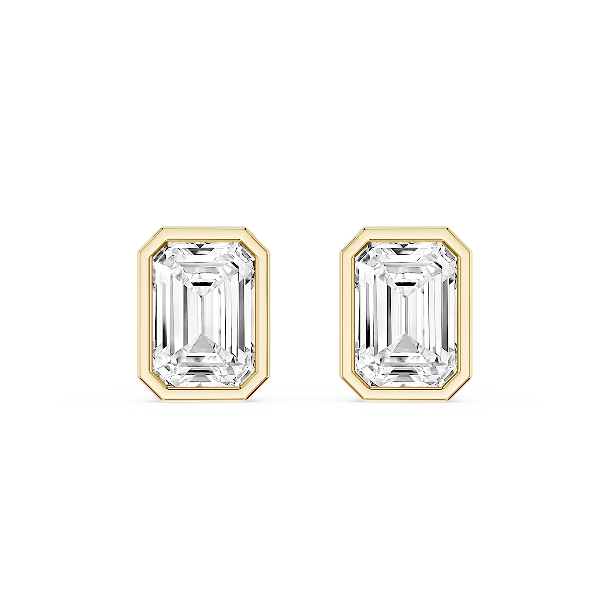 Emerald Lab Grown Diamond Bezel Set Certified Stud Earrings
