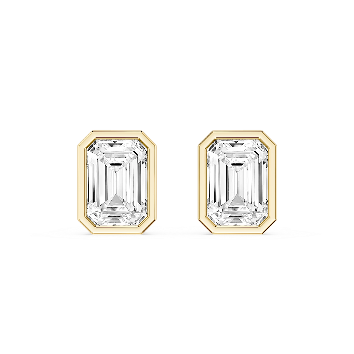 Emerald Lab Grown Diamond Bezel Set Certified Stud Earrings