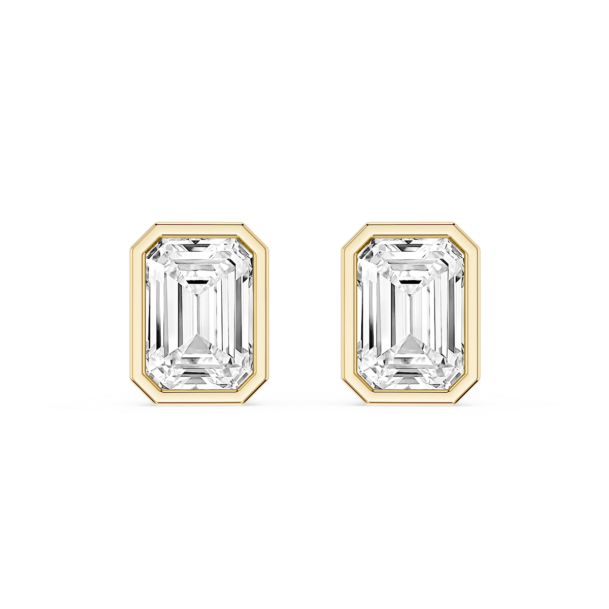 Emerald Lab Grown Diamond Bezel Set Certified Stud Earrings