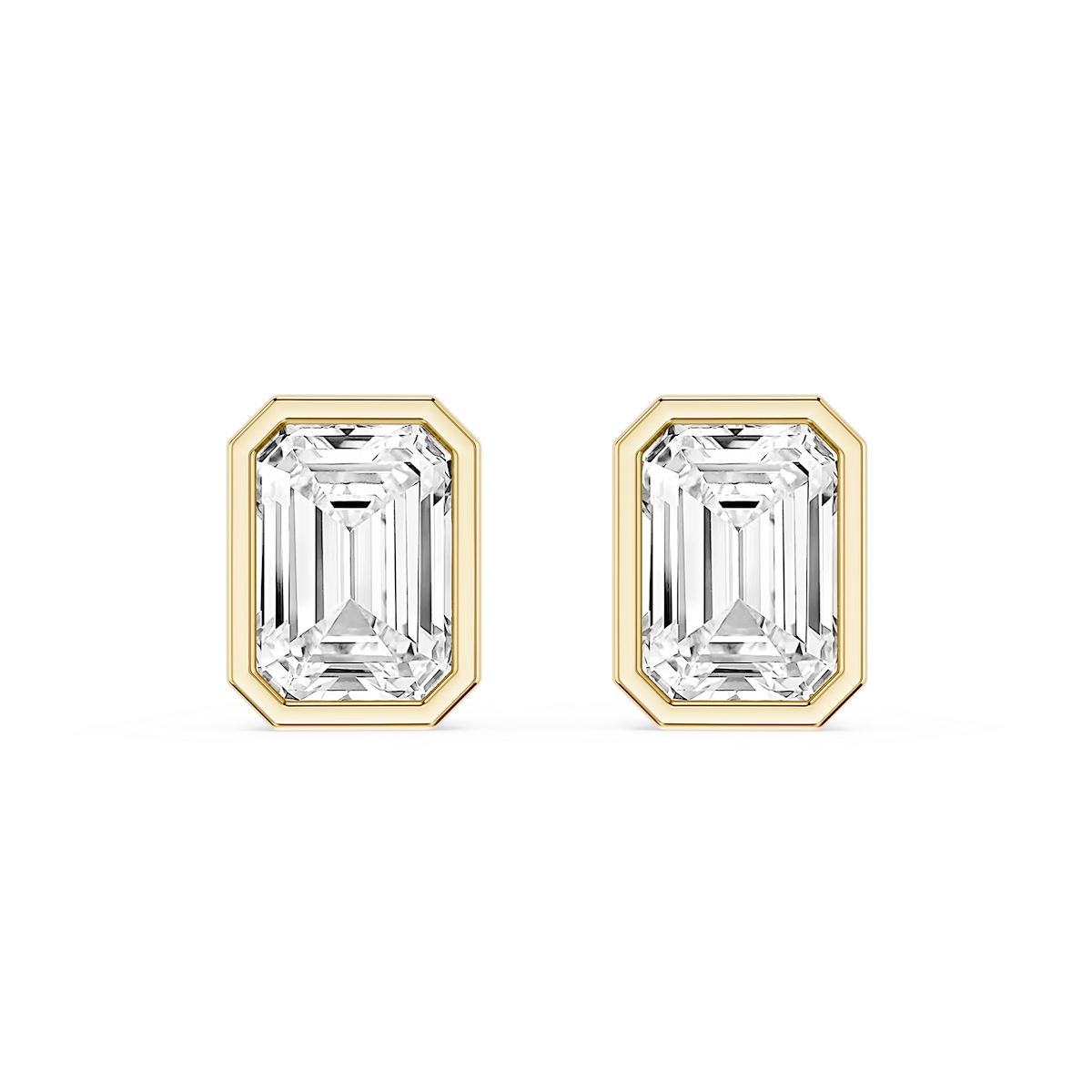 Emerald Lab Grown Diamond Bezel Set Certified Stud Earrings