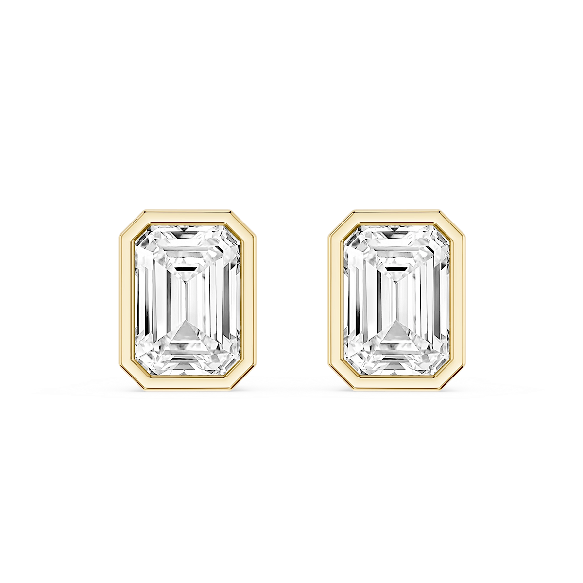 Emerald Lab Grown Diamond Bezel Set Certified Stud Earrings