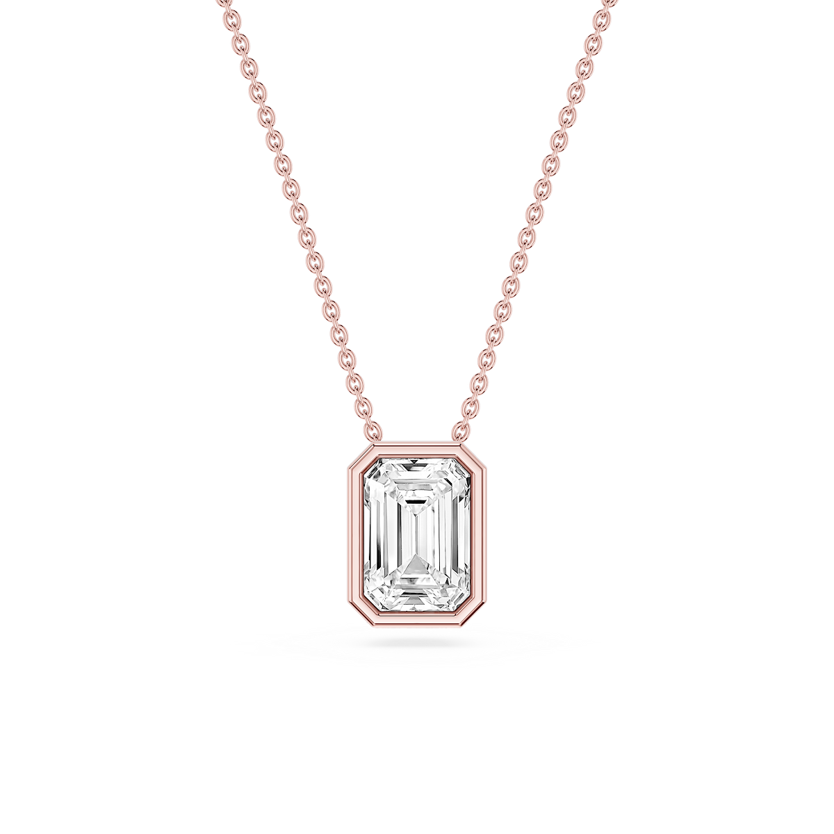 Emerald Lab Grown Diamond Bezel Solitaire Slide Pendant - 16 to 18 Inches