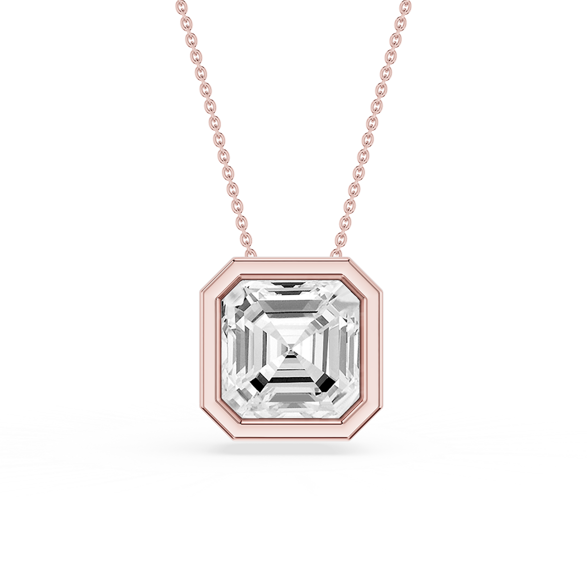 Emerald Lab Grown Diamond Bezel Solitaire Slide Pendant - 16 to 18 Inches