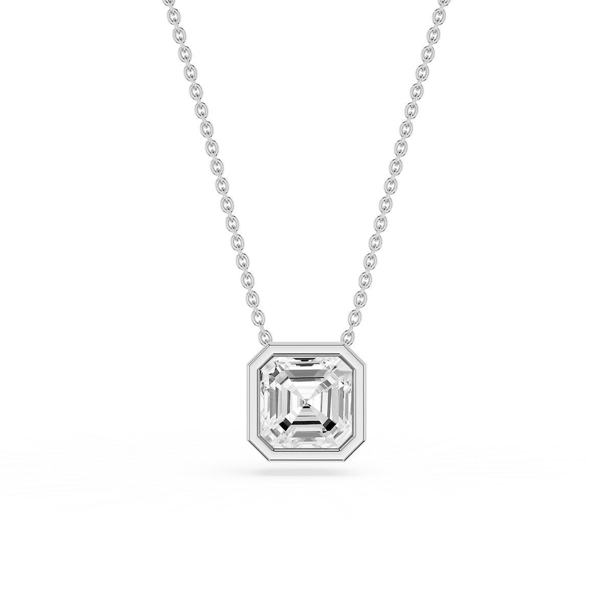 Emerald Lab Grown Diamond Bezel Solitaire Slide Pendant - 16 to 18 Inches