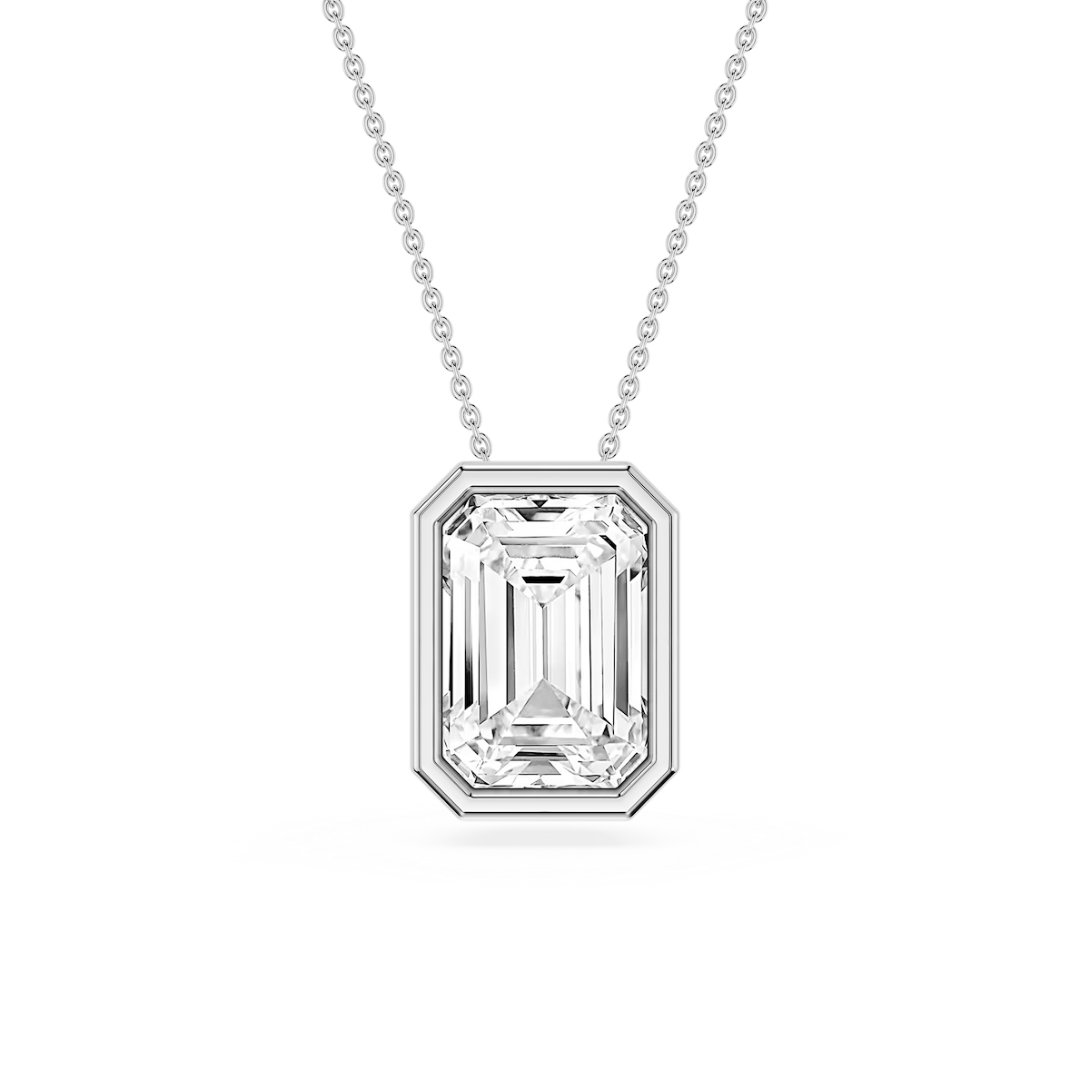Emerald Lab Grown Diamond Bezel Solitaire Slide Pendant - 16 to 18 Inches