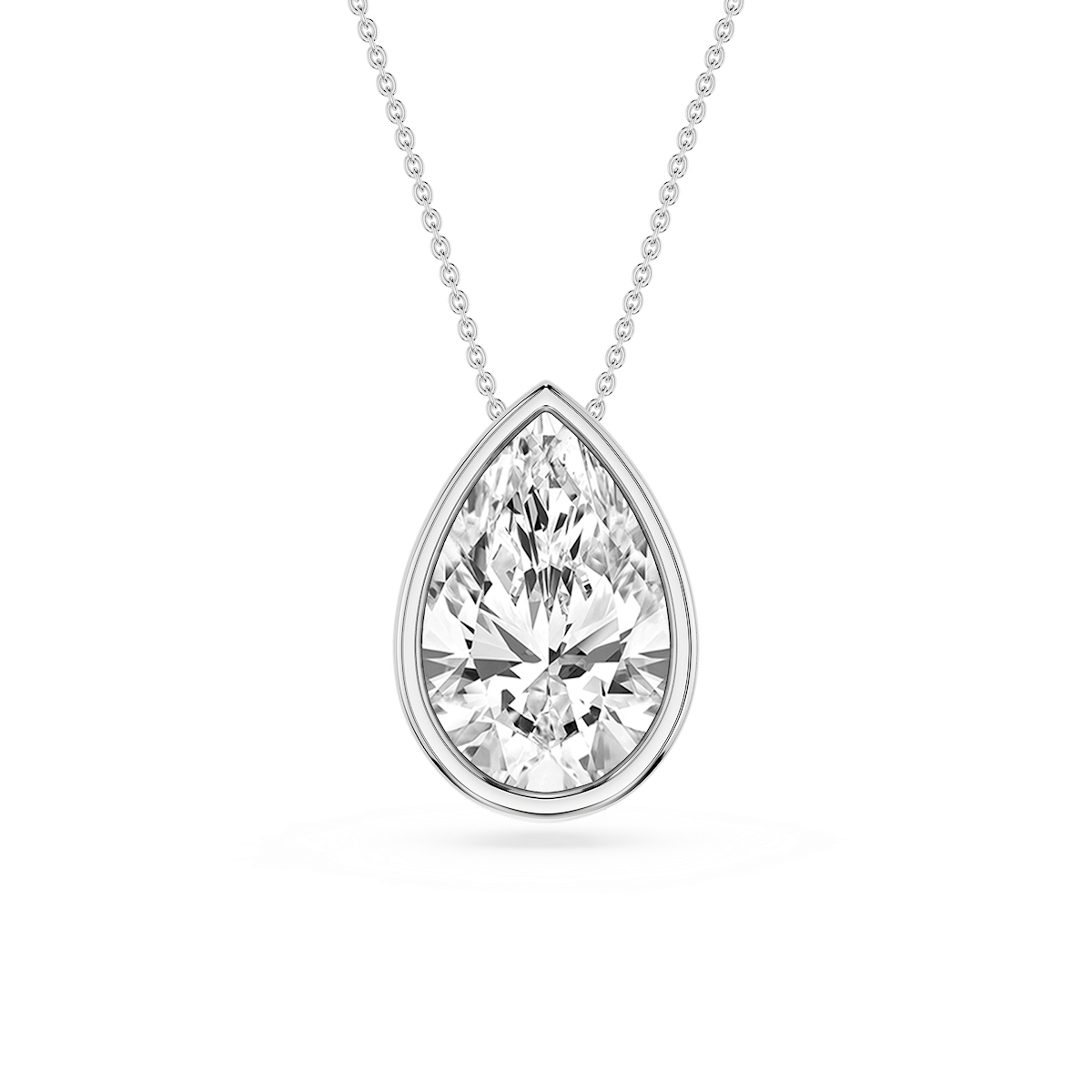 Emerald Lab Grown Diamond Bezel Solitaire Slide Pendant - 16 to 18 Inches