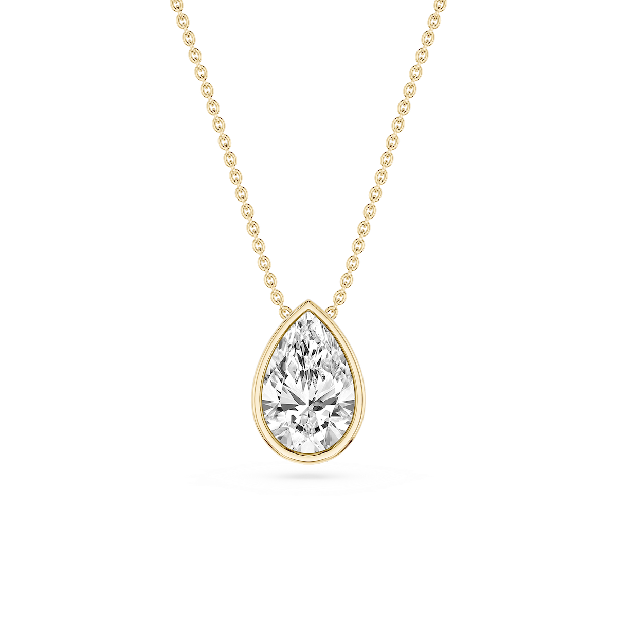Emerald Lab Grown Diamond Bezel Solitaire Slide Pendant - 16 to 18 Inches