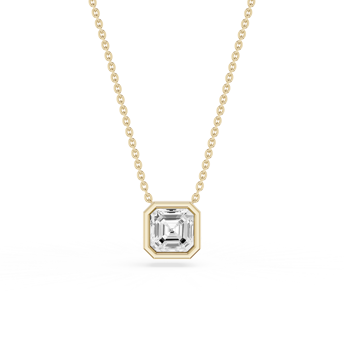Emerald Lab Grown Diamond Bezel Solitaire Slide Pendant - 16 to 18 Inches