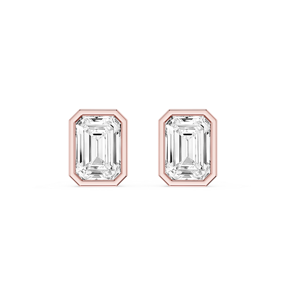 Emerald Lab Grown Diamond Bezel Set Stud Earrings