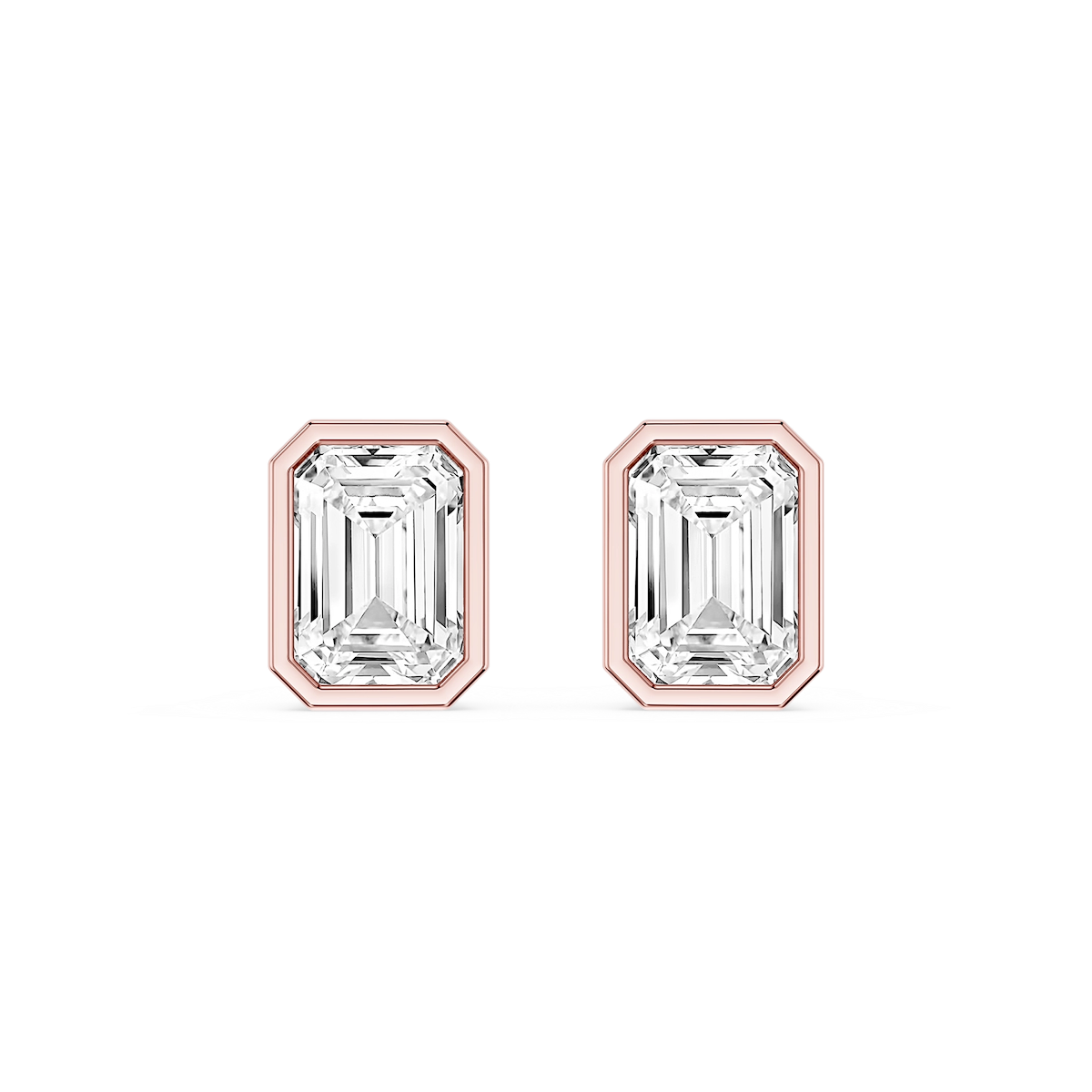 Emerald Lab Grown Diamond Bezel Set Stud Earrings