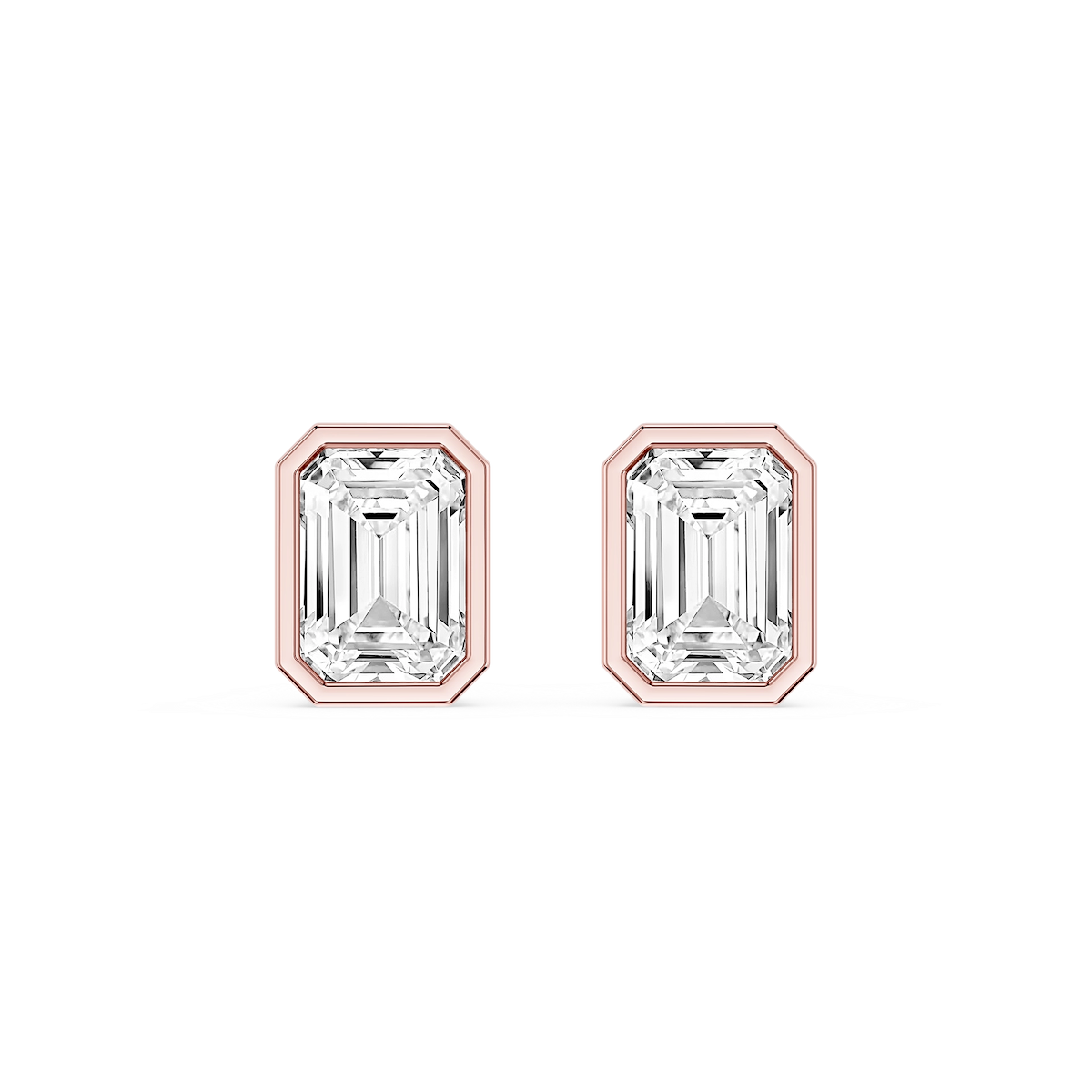 Emerald Lab Grown Diamond Bezel Set Stud Earrings