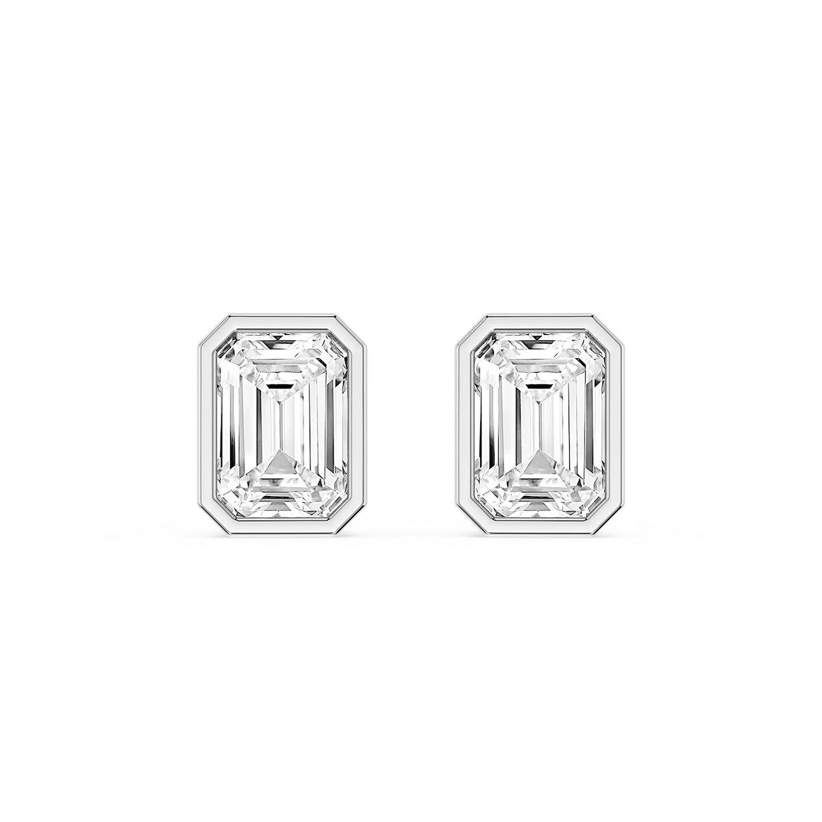 Emerald Lab Grown Diamond Bezel Set Stud Earrings