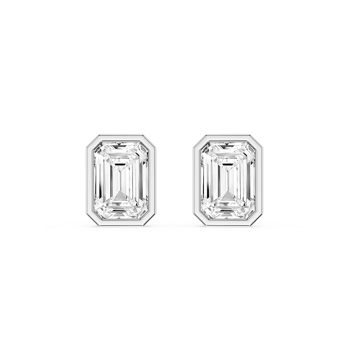 Emerald Lab Grown Diamond Bezel Set Stud Earrings
