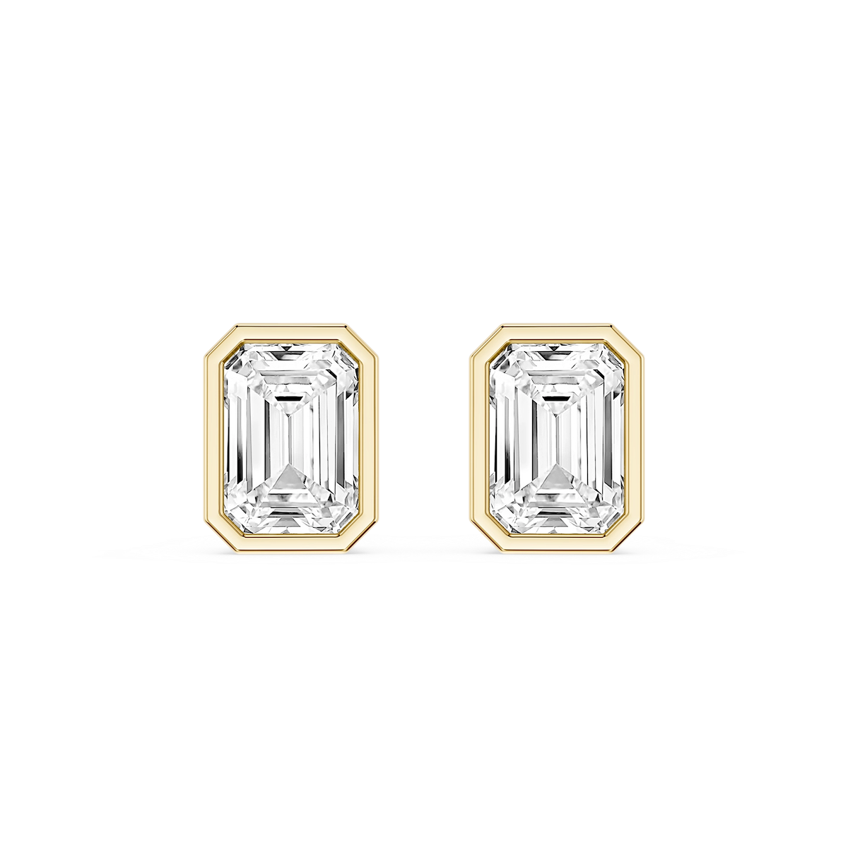 Emerald Lab Grown Diamond Bezel Set Stud Earrings
