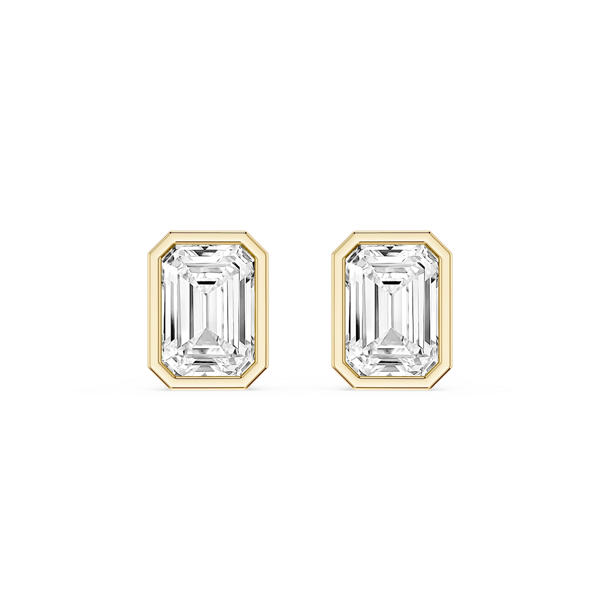 Emerald Lab Grown Diamond Bezel Set Stud Earrings