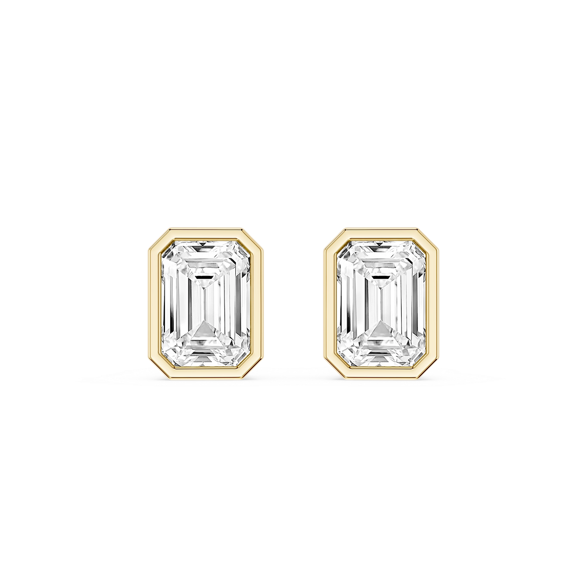 Emerald Lab Grown Diamond Bezel Set Stud Earrings