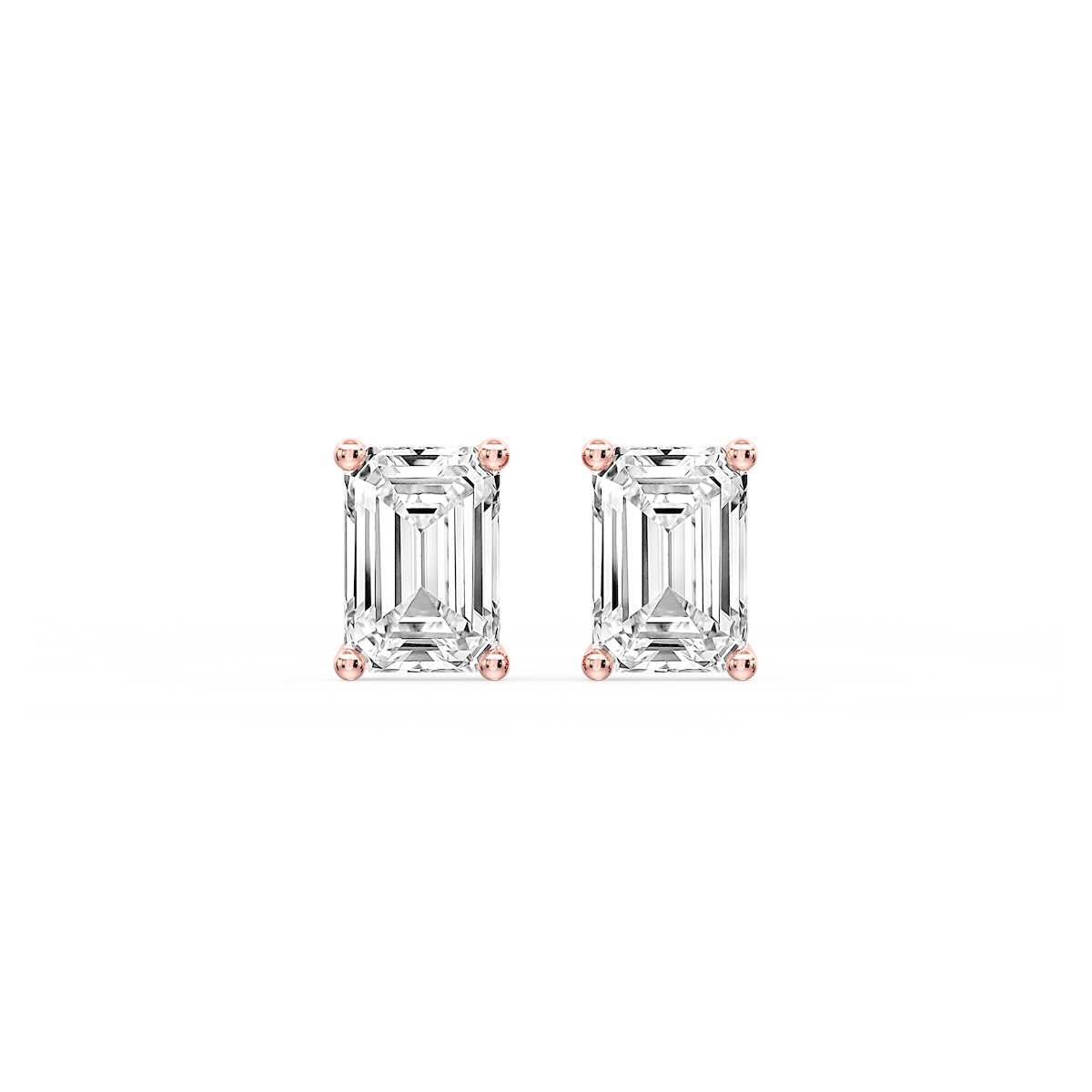 Emerald Certified Lab Grown Diamond Classic Four Prong Guardian Back Stud Earrings